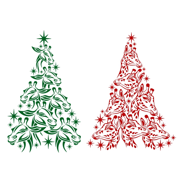 Giraffe Christmas Tree SVG Cuttable Designs