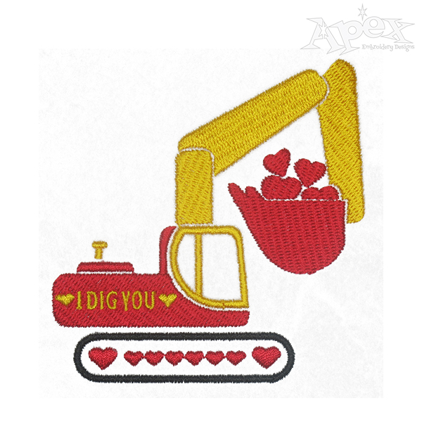 Valentine Excavator Embroidery Designs 