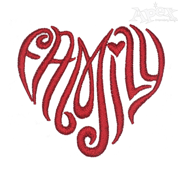 Family Heart Embroidery Designs
