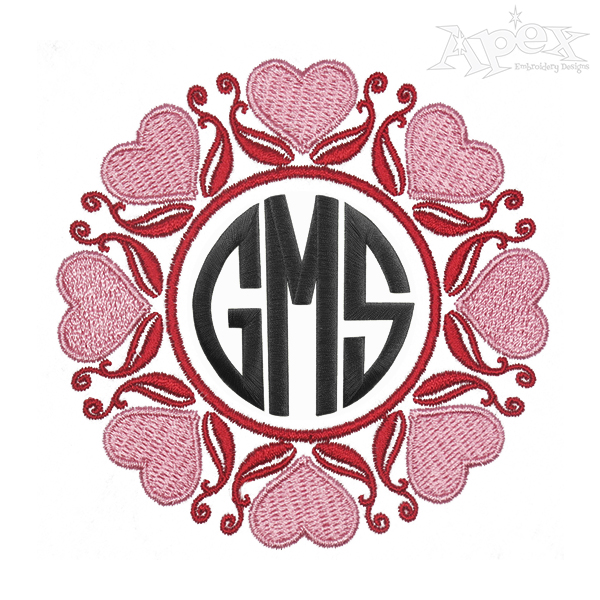 Floral Heart Monogram Embroidery Frame