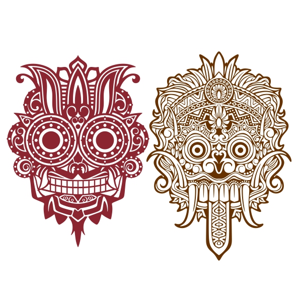 Bali Hindu-Javanese Masks Art SVG Cuttable Designs