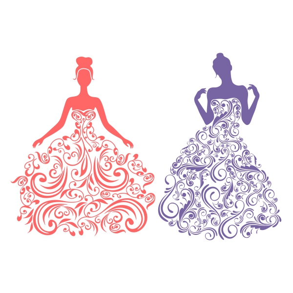 Bride in Flourish Wedding Gown SVG Cuttable Designs