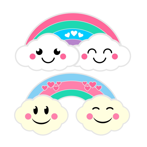 Happy Cloud and Rainbow SVG Cuttable Designs