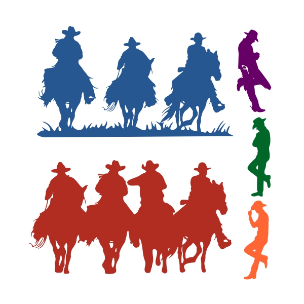 Cowboys Gangster Silhouette SVG Cuttable Designs
