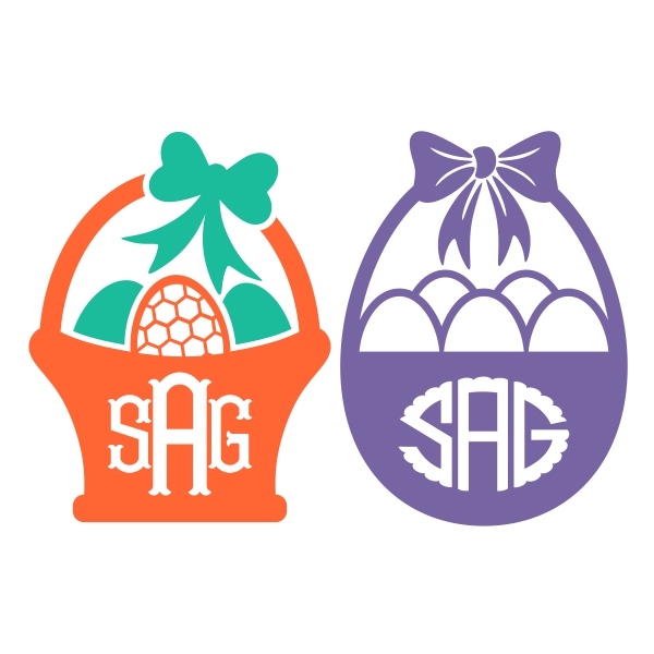 Easter Eggs Basket Monogram SVG Cuttable Designs