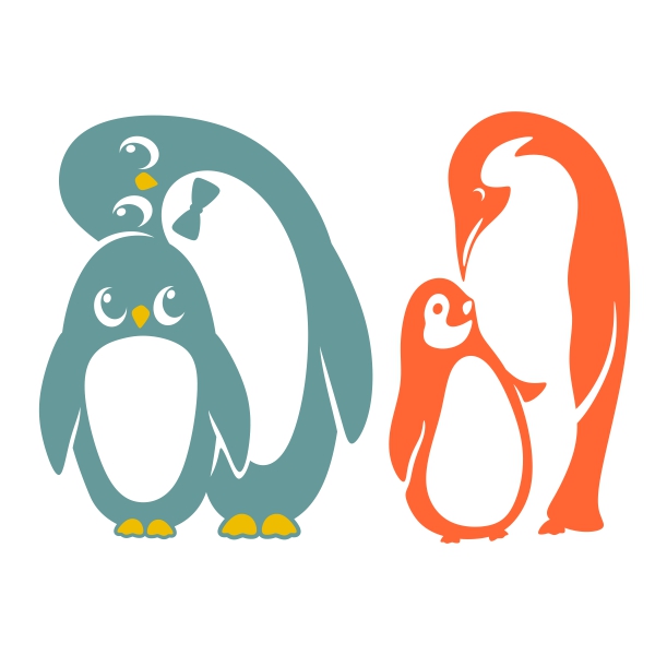 Father / Mother and Baby Penguin SVG Cuttable Designs