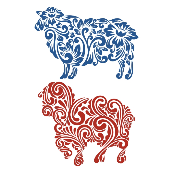 Flourish Patterned Bighorn Sheeps SVG Cuttable Designs