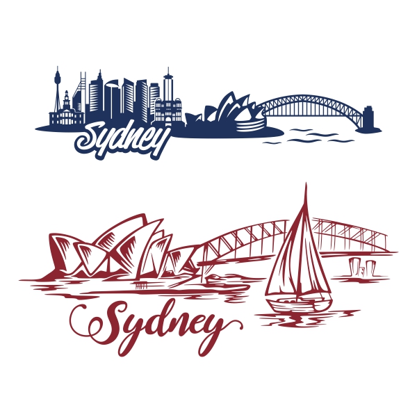 Sydney Skyline with Opera House and Habour Bridge SVG Cuttable Designs