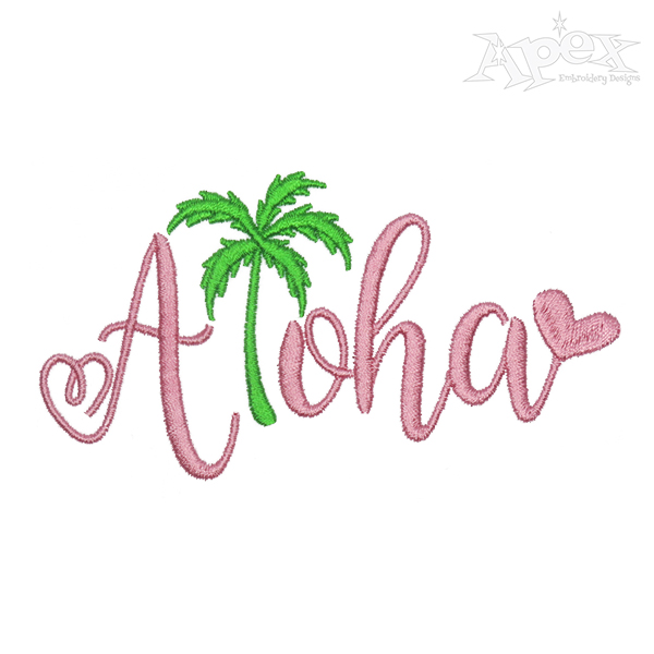 Aloha Palm Tree Embroidery Design