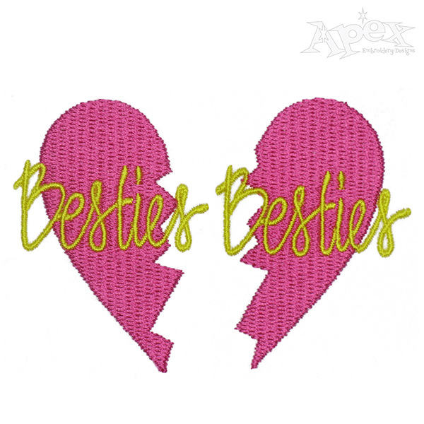 Besties Heart Embroidery Design