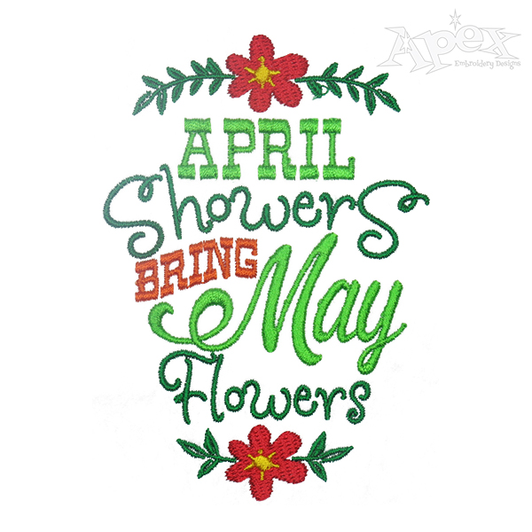 April Showers Embroidery Design