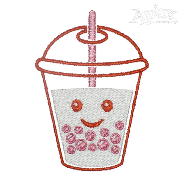 Bubble Tea Embroidery Design
