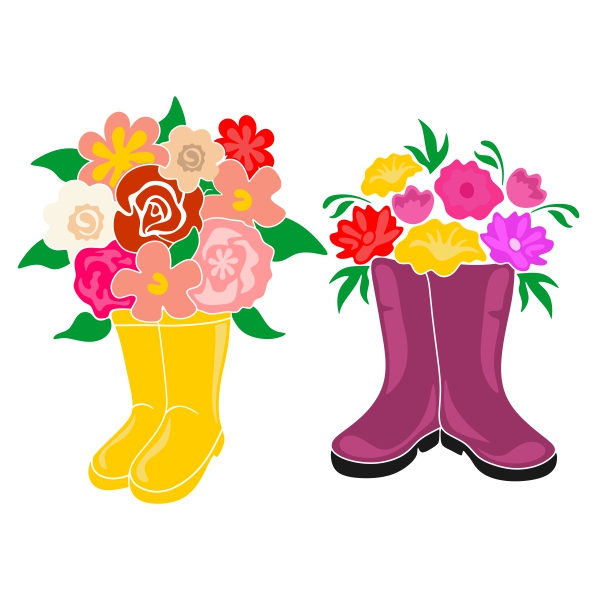 Boots Flowers Bouquet SVG Cuttable Design