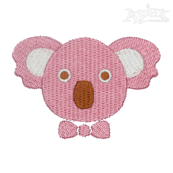 Adorable Koala Bow Tie Embroidery Design