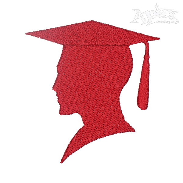 Graduation Boy Silhouette Embroidery Design