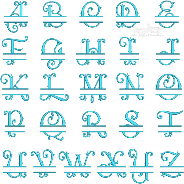 Amber Monogram Split Embroidery Font