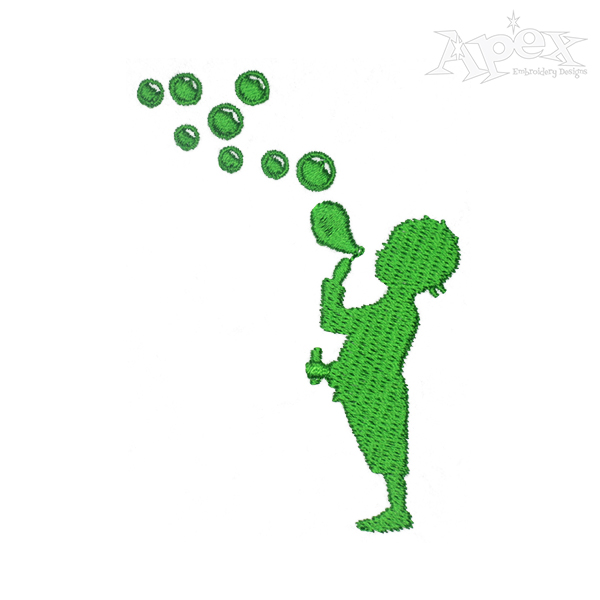 Kid Blowing Bubbles Embroidery Design