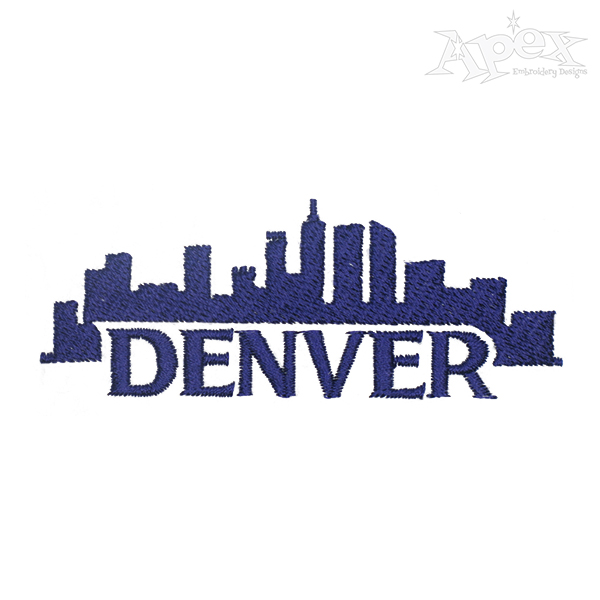Colorado Denver City Skyline Embroidery Design