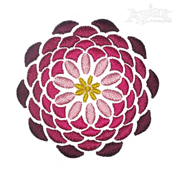 Zinnia Flower Embroidery Design