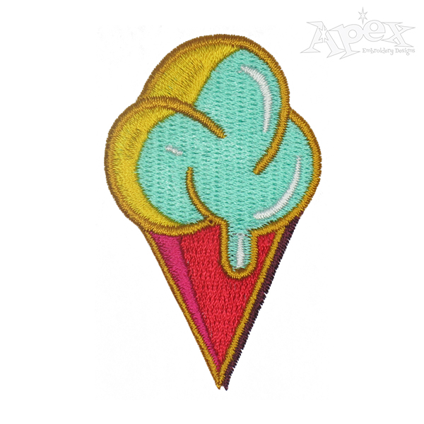 Ice Cream Cone Embroidery Design