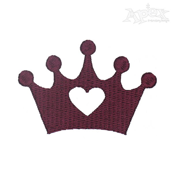 Crown Heart Embroidery Design