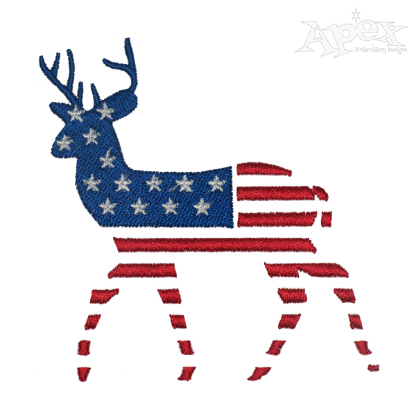 US Flag Buck Embroidery Design