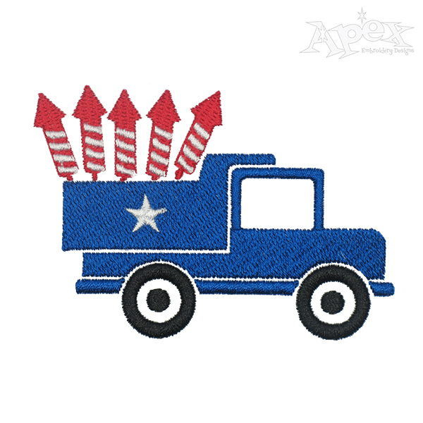 Fourth of July Truck Embroidery Design