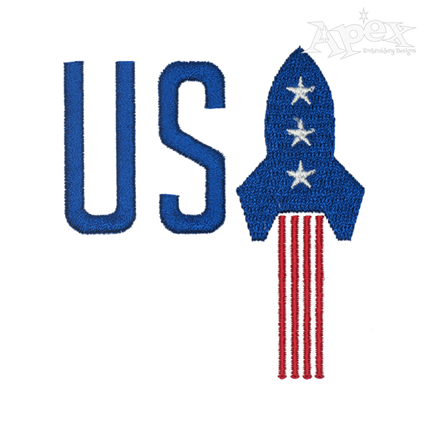 USA Rocket Embroidery Design