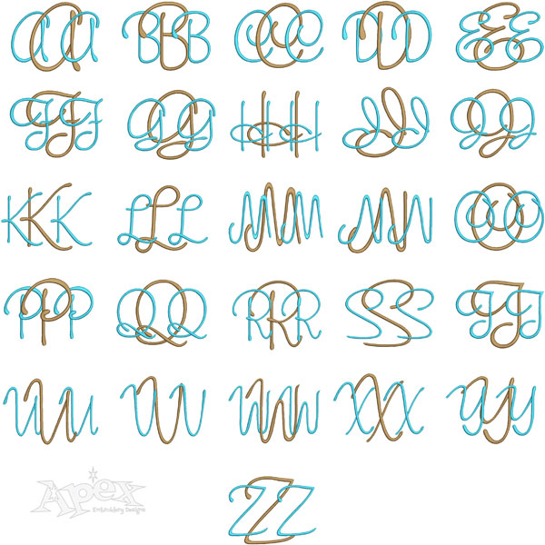 Blanche Script Monogram Embroidery Font
