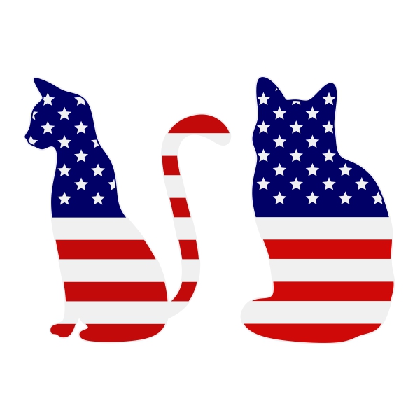 American USA Flag Cat SVG Cuttable Design