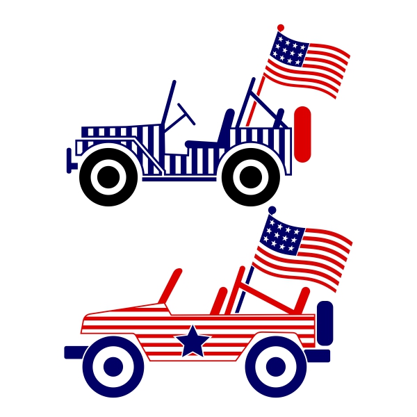 USA America Flag Pick Up Truck Jeep SVG Cuttable Design
