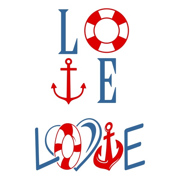 Nautical Love with Anchor and Lifebouy SVG Cuttable Design
