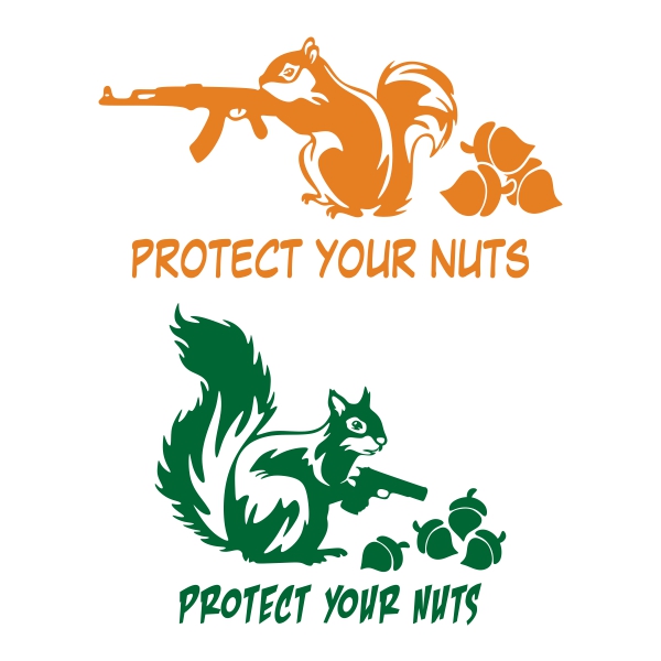 Squirrel holding Gun - Protect your Nuts SVG Cuttable Design
