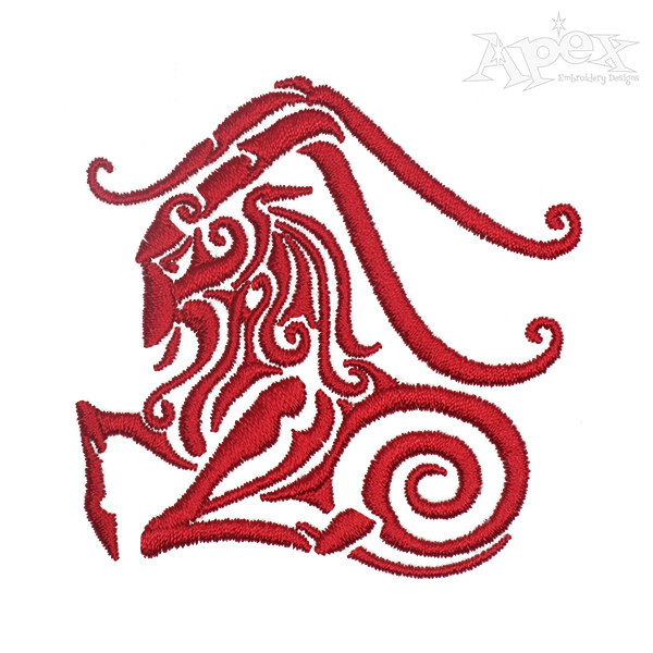 Capricorn Horoscope Goat Embroidery Design
