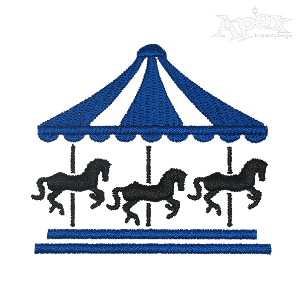 Horse Carousel Ride Embroidery Design