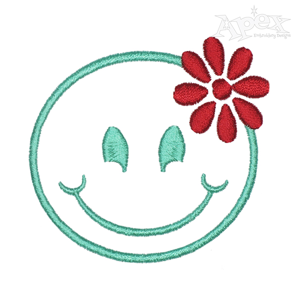 Smile with Flower Embroidery Design