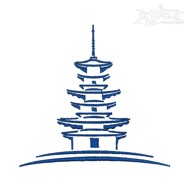 Japan Pagoda Embroidery Design