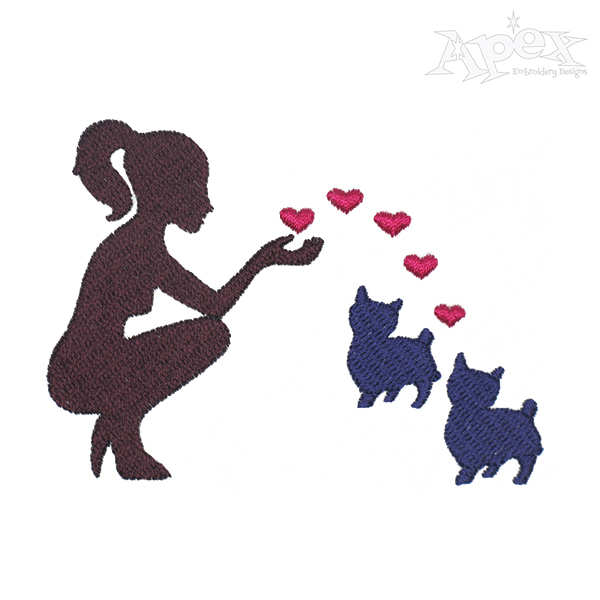 Lady Loves Kitten Embroidery Design