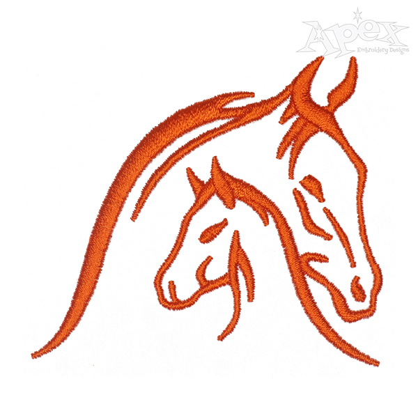 Mother Father and Baby Horse Embroidery Design