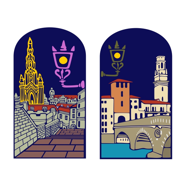 Mosaic Ancient Medieval Town SVG Cuttable Design