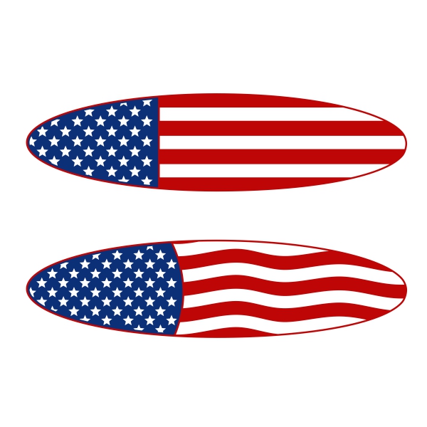 US Flag Surfboard SVG Cuttable Design