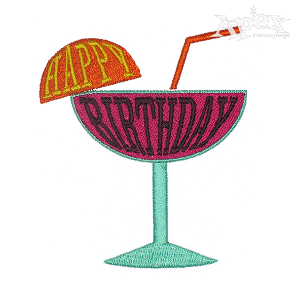 Birthday Cocktail Embroidery Design