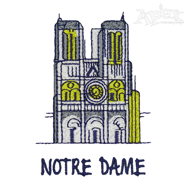 Paris Notre Dame Cathedral Embroidery Design