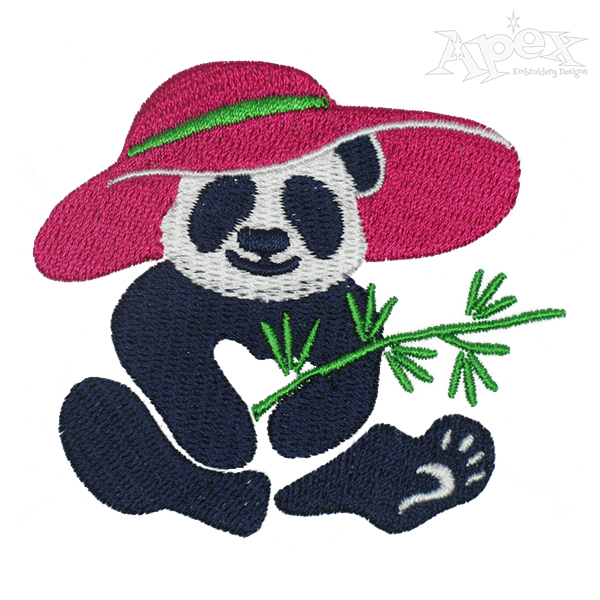 Panda wearing Hat Embroidery Design