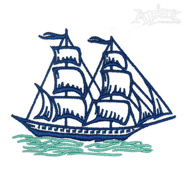 Classic Ship Embroidery Design