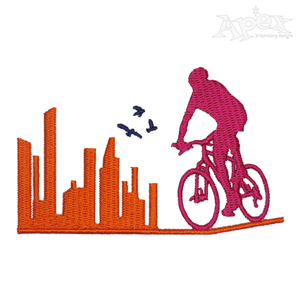 City Bicycle Embroidery Design