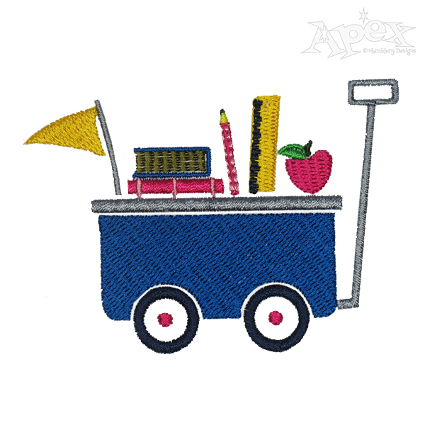 Back to School Wagon Embroidery Design