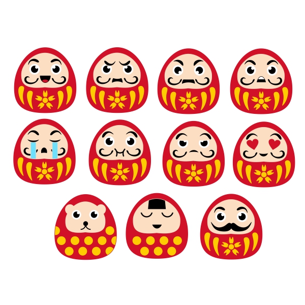 Japanese Japan Daruma Doll Emoji SVG Cuttable Design