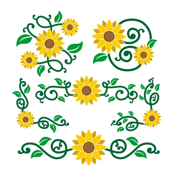 Sunflower Border Decor SVG Cuttable Design