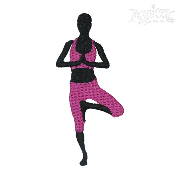 Yoga Pose Silhouette Embroidery Design